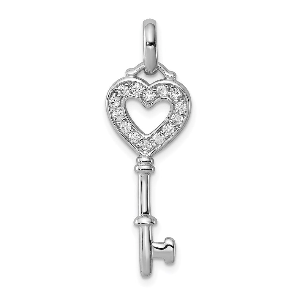 Sterlingsilber Rhodiniert Zirkonia Key Anhänger