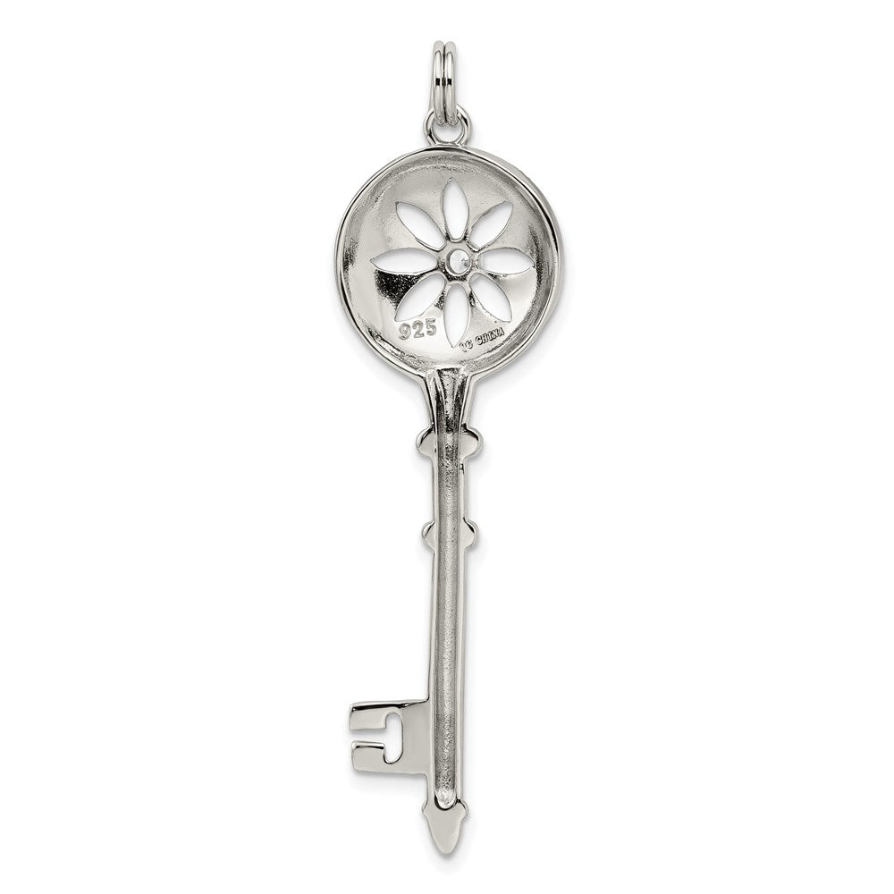 Sterlingsilber Rhodiniert Zirkonia Key Anhänger