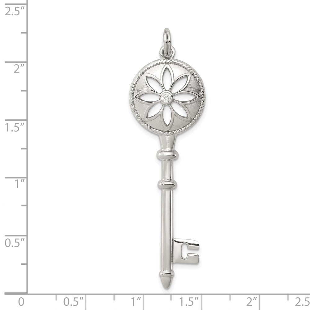 Sterlingsilber Rhodiniert Zirkonia Key Anhänger