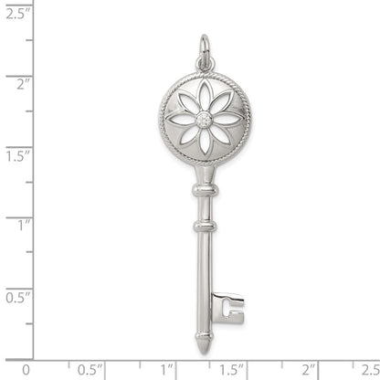 Sterlingsilber Rhodiniert Zirkonia Key Anhänger