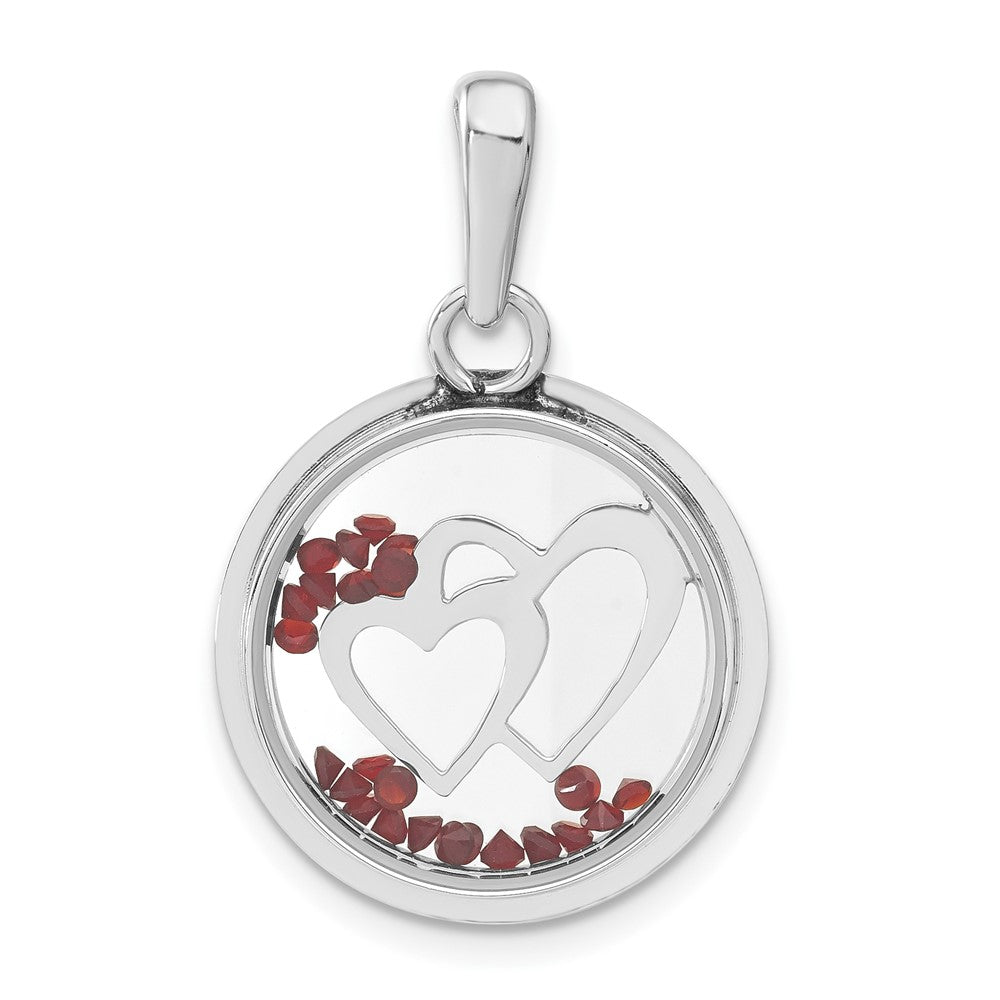 Sterlingsilber Rhodiniert Herzen & Floating Glas Perlen Anhänger