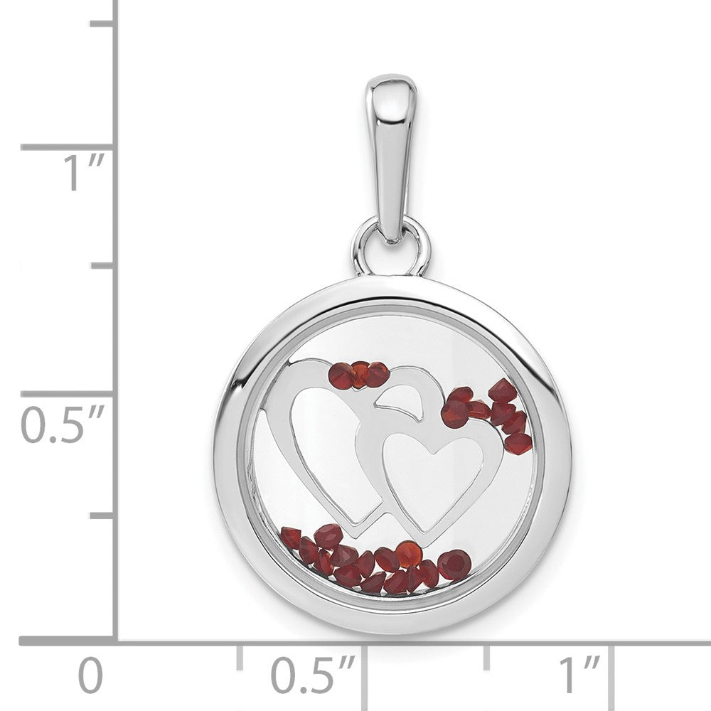 Sterlingsilber Rhodiniert Herzen & Floating Glas Perlen Anhänger