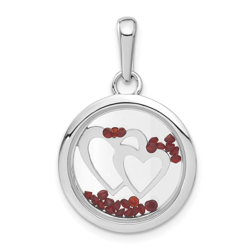 Sterlingsilber Rhodiniert Herzen & Floating Glas Perlen Anhänger
