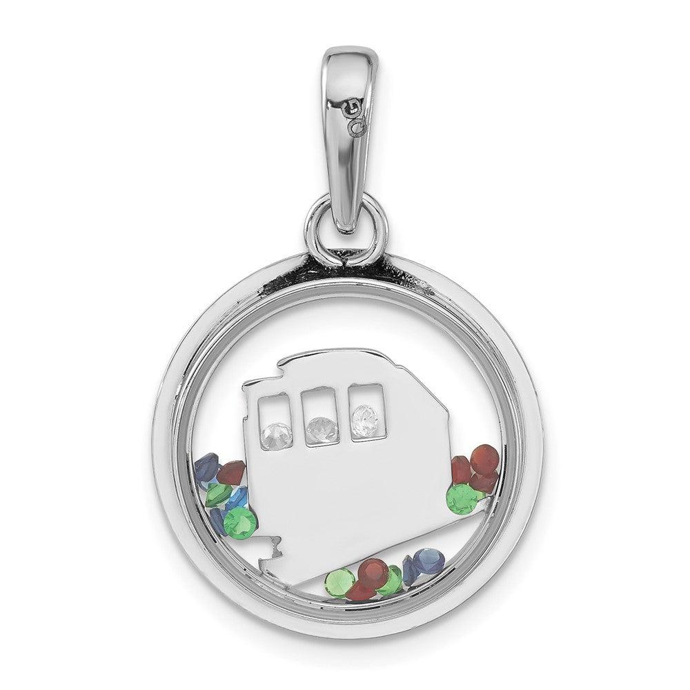 Sterlingsilber Rhodiniert Ankerkette Auto & Floating Glas Perlen Anhänger