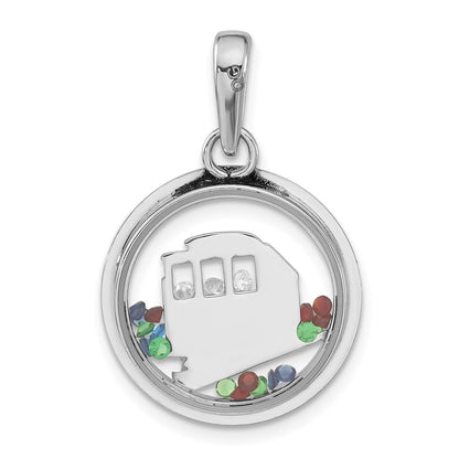 Sterlingsilber Rhodiniert Ankerkette Auto & Floating Glas Perlen Anhänger