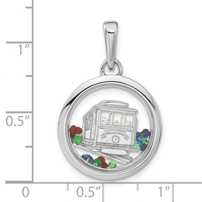 Sterlingsilber Rhodiniert Ankerkette Auto & Floating Glas Perlen Anhänger