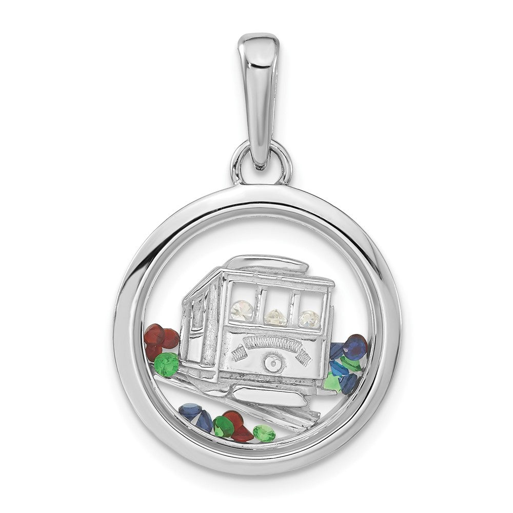 Sterlingsilber Rhodiniert Ankerkette Auto & Floating Glas Perlen Anhänger