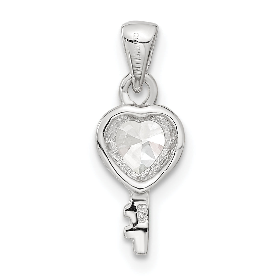 Sterlingsilber Herz Geformt Key Zirkonia Anhänger