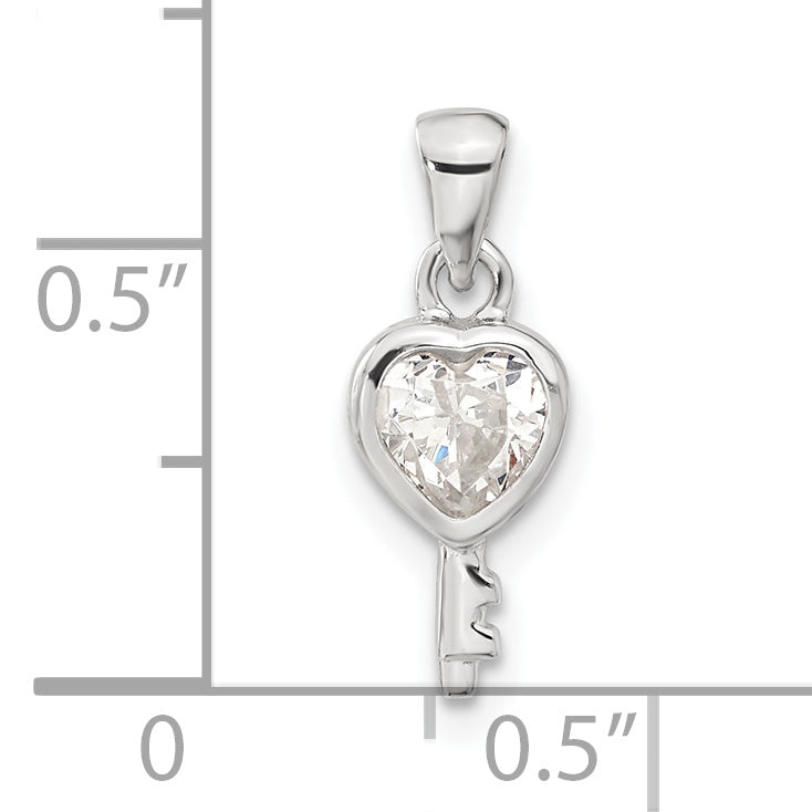 Sterlingsilber Herz Geformt Key Zirkonia Anhänger