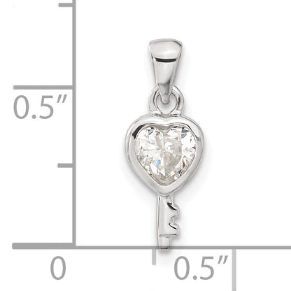 Sterlingsilber Herz Geformt Key Zirkonia Anhänger