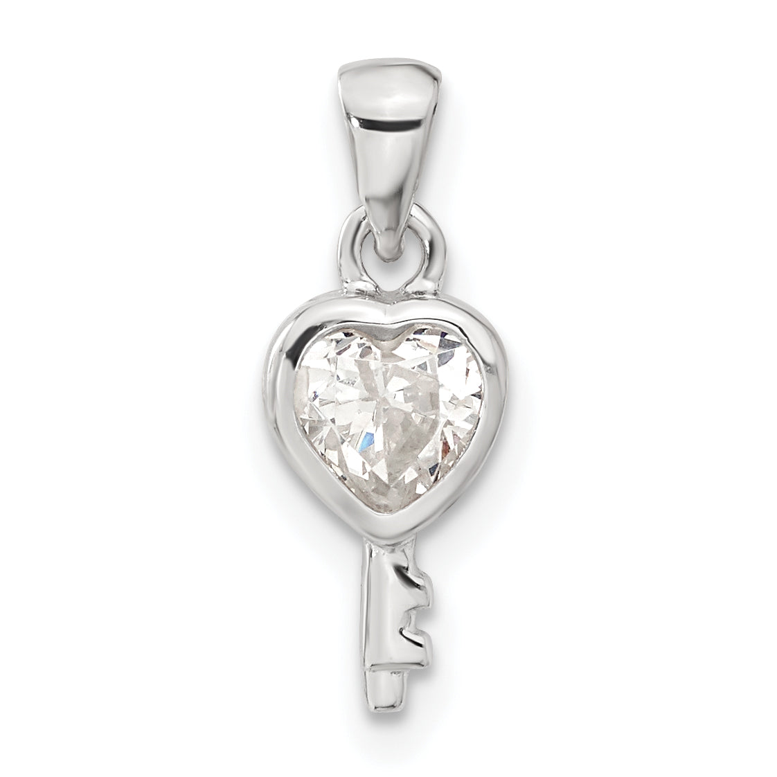 Sterlingsilber Herz Geformt Key Zirkonia Anhänger