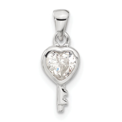 Sterlingsilber Herz Geformt Key Zirkonia Anhänger