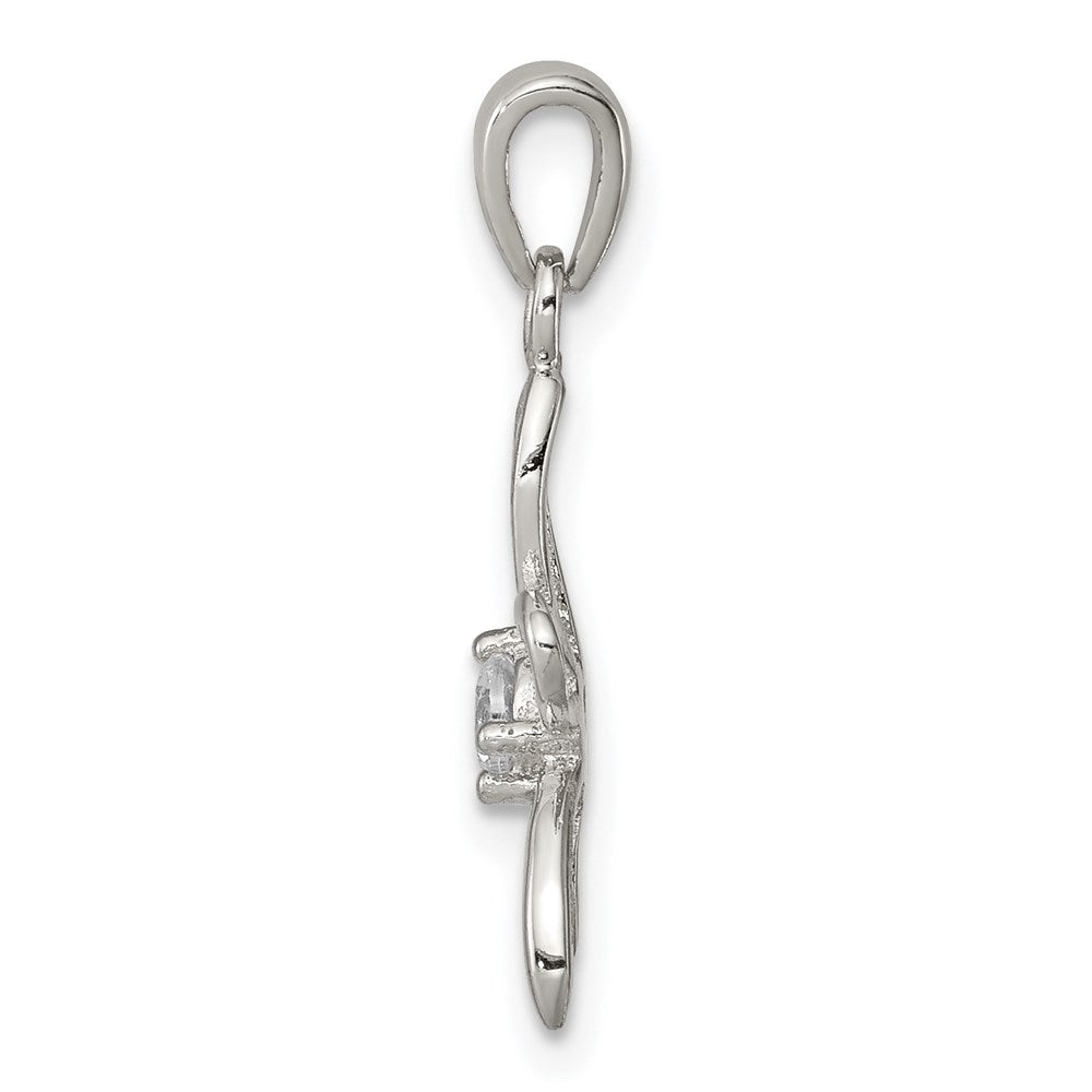 Sterlingsilber Rhodiniert Libelle mit Zirkonia Mittig Anhänger