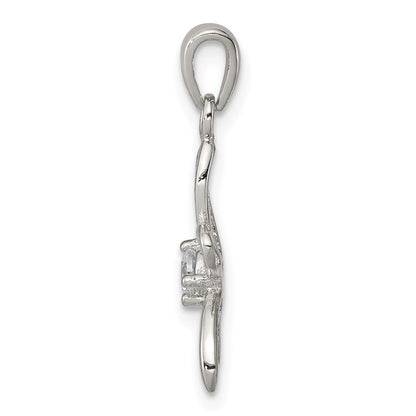 Sterlingsilber Rhodiniert Libelle mit Zirkonia Mittig Anhänger