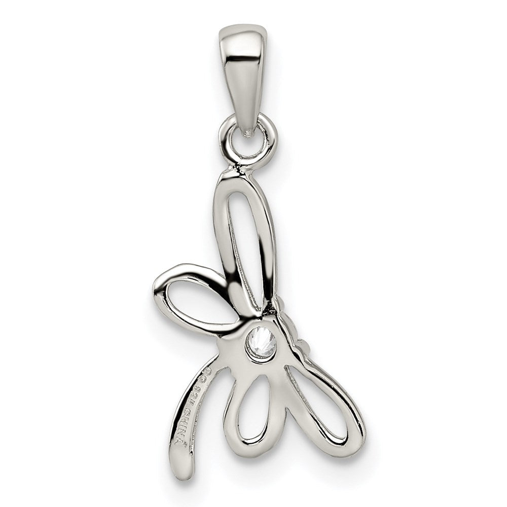 Sterlingsilber Rhodiniert Libelle mit Zirkonia Mittig Anhänger