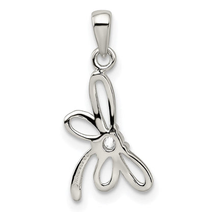 Sterlingsilber Rhodiniert Libelle mit Zirkonia Mittig Anhänger
