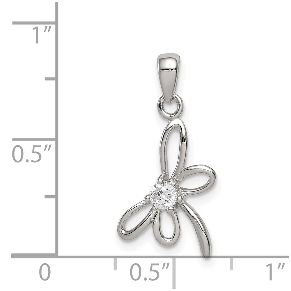 Sterlingsilber Rhodiniert Libelle mit Zirkonia Mittig Anhänger