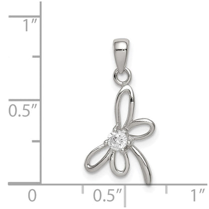 Sterlingsilber Rhodiniert Libelle mit Zirkonia Mittig Anhänger