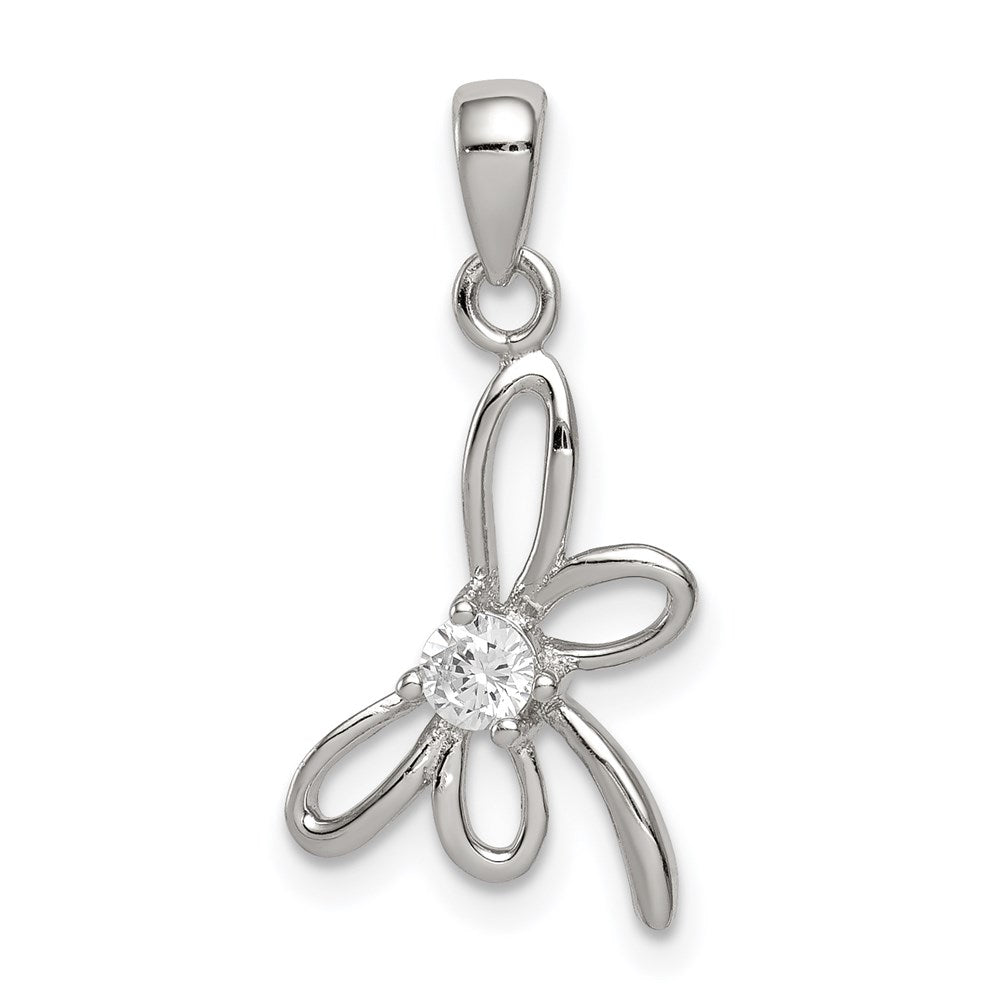 Sterlingsilber Rhodiniert Libelle mit Zirkonia Mittig Anhänger