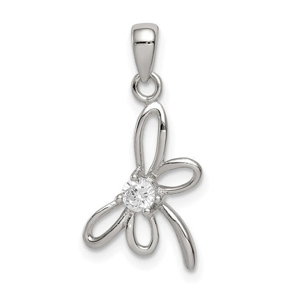 Sterlingsilber Rhodiniert Libelle mit Zirkonia Mittig Anhänger