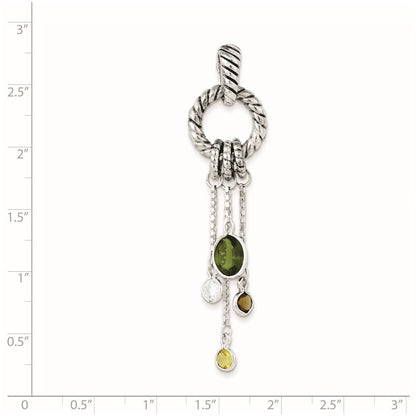 Sterlingsilber Antikisiert Braun/green/yellow/clear Zirkonia Anhänger
