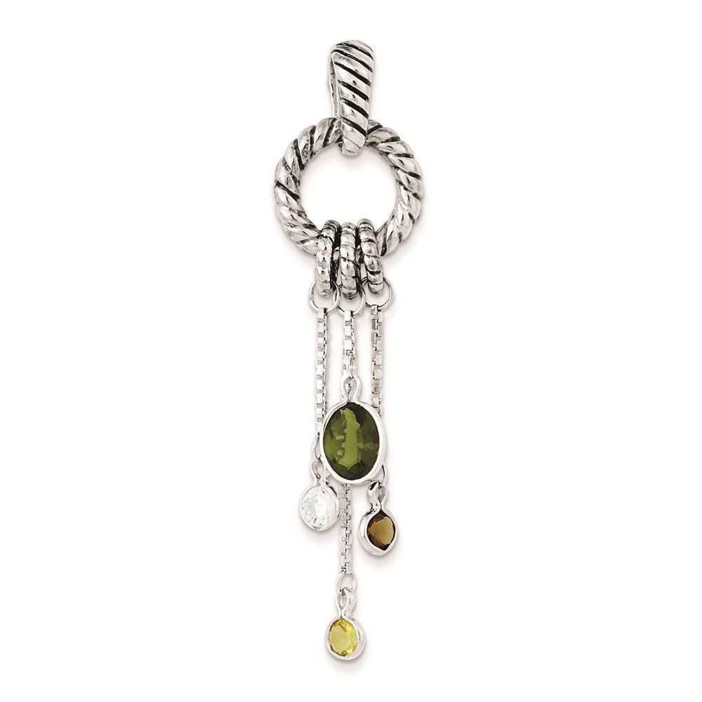 Sterlingsilber Antikisiert Braun/green/yellow/clear Zirkonia Anhänger