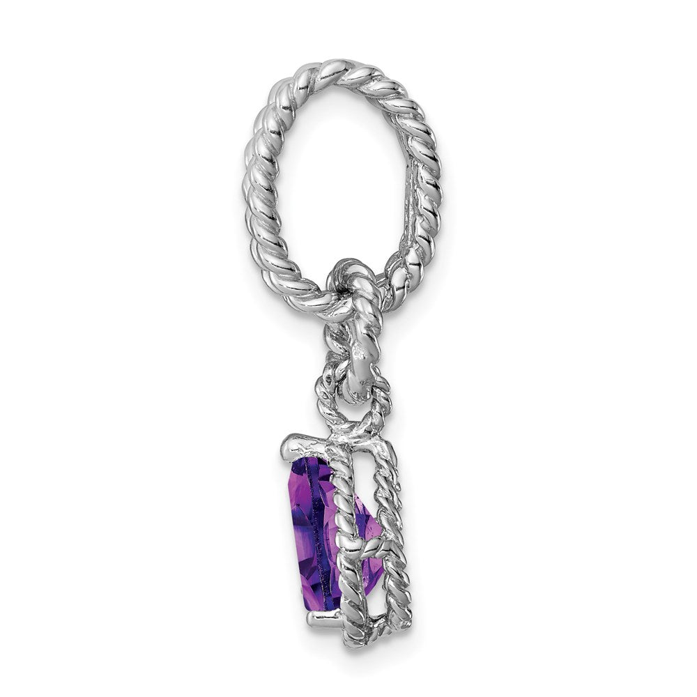 Sterlingsilber Rhodium Amethyst Tropfen Gedreht Anhänger