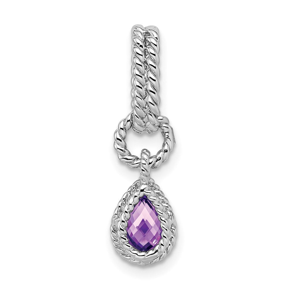 Sterlingsilber Rhodium Amethyst Tropfen Gedreht Anhänger