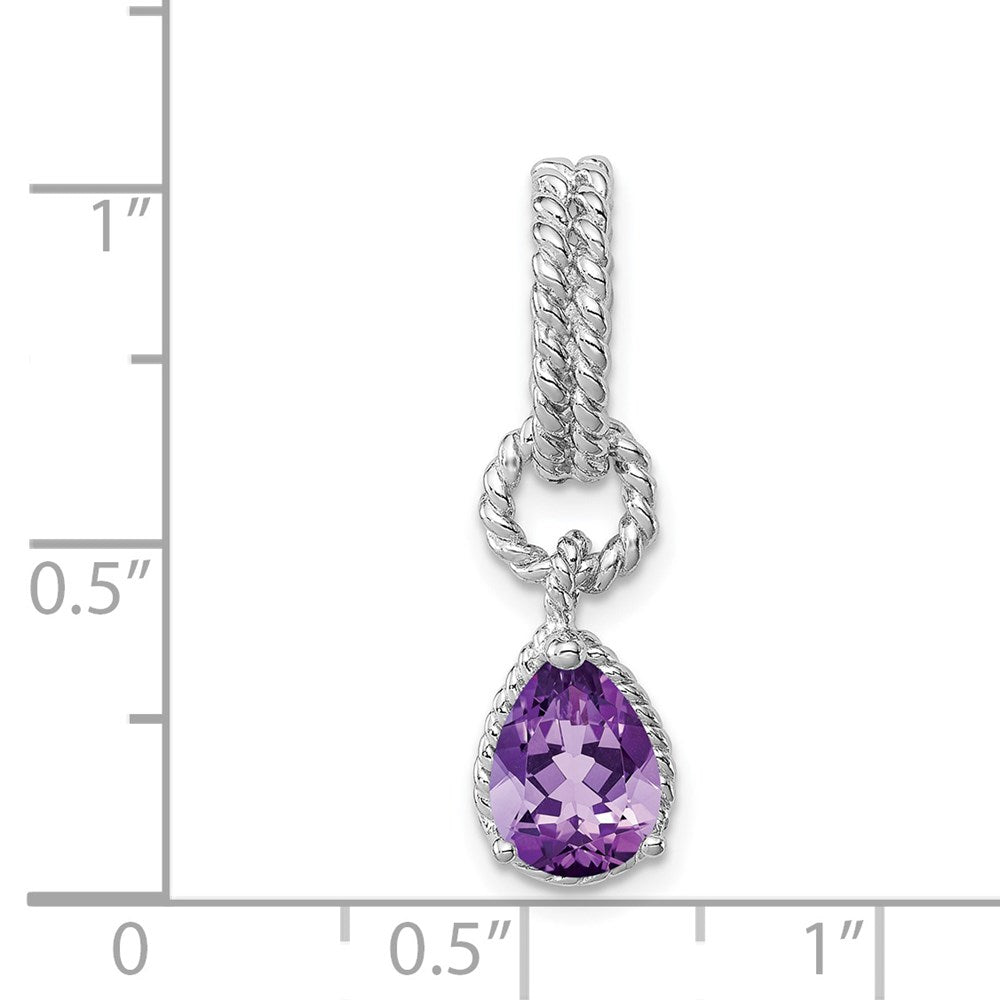 Sterlingsilber Rhodium Amethyst Tropfen Gedreht Anhänger