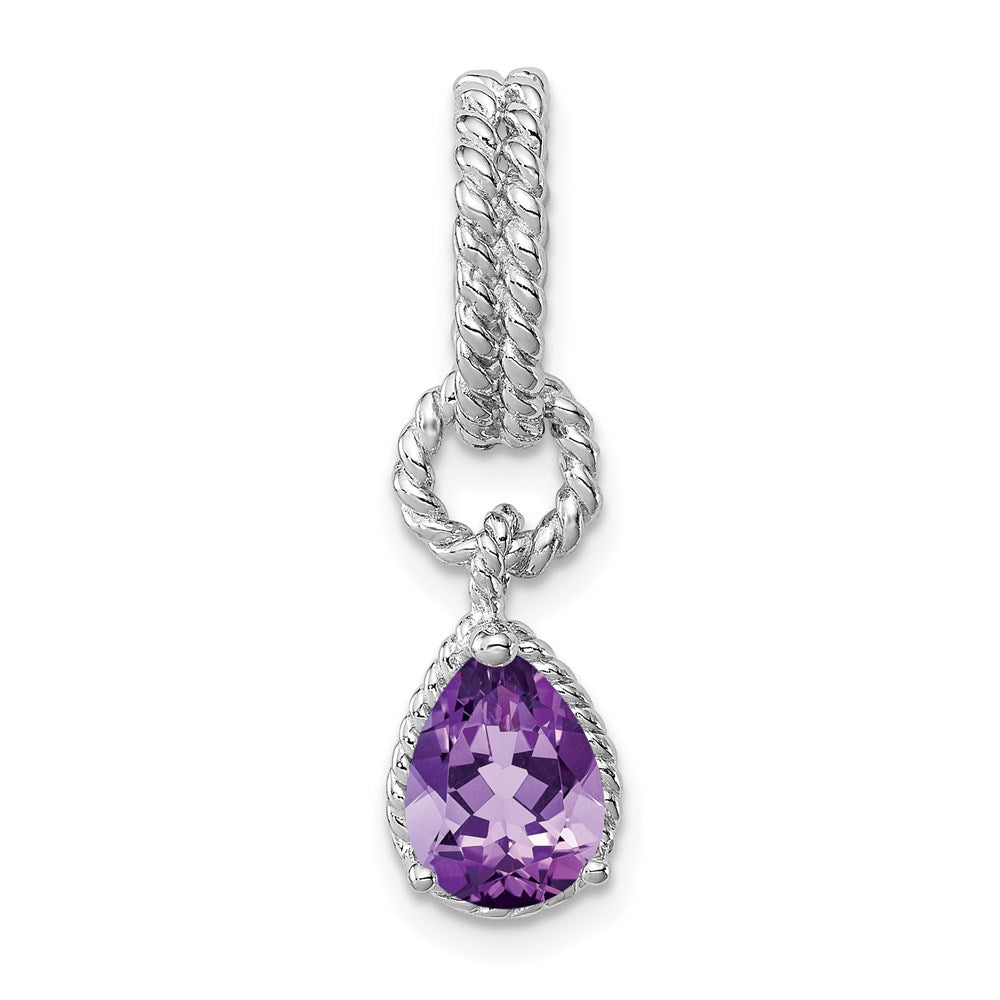 Sterlingsilber Rhodium Amethyst Tropfen Gedreht Anhänger