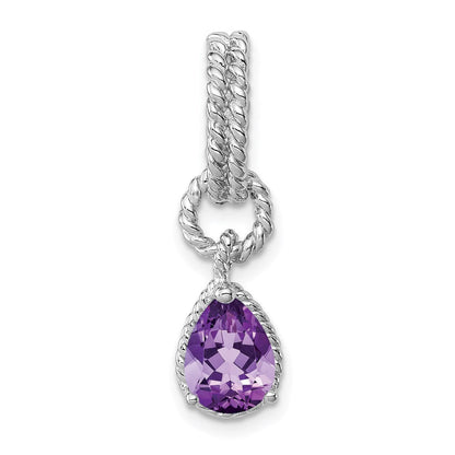Sterlingsilber Rhodium Amethyst Tropfen Gedreht Anhänger