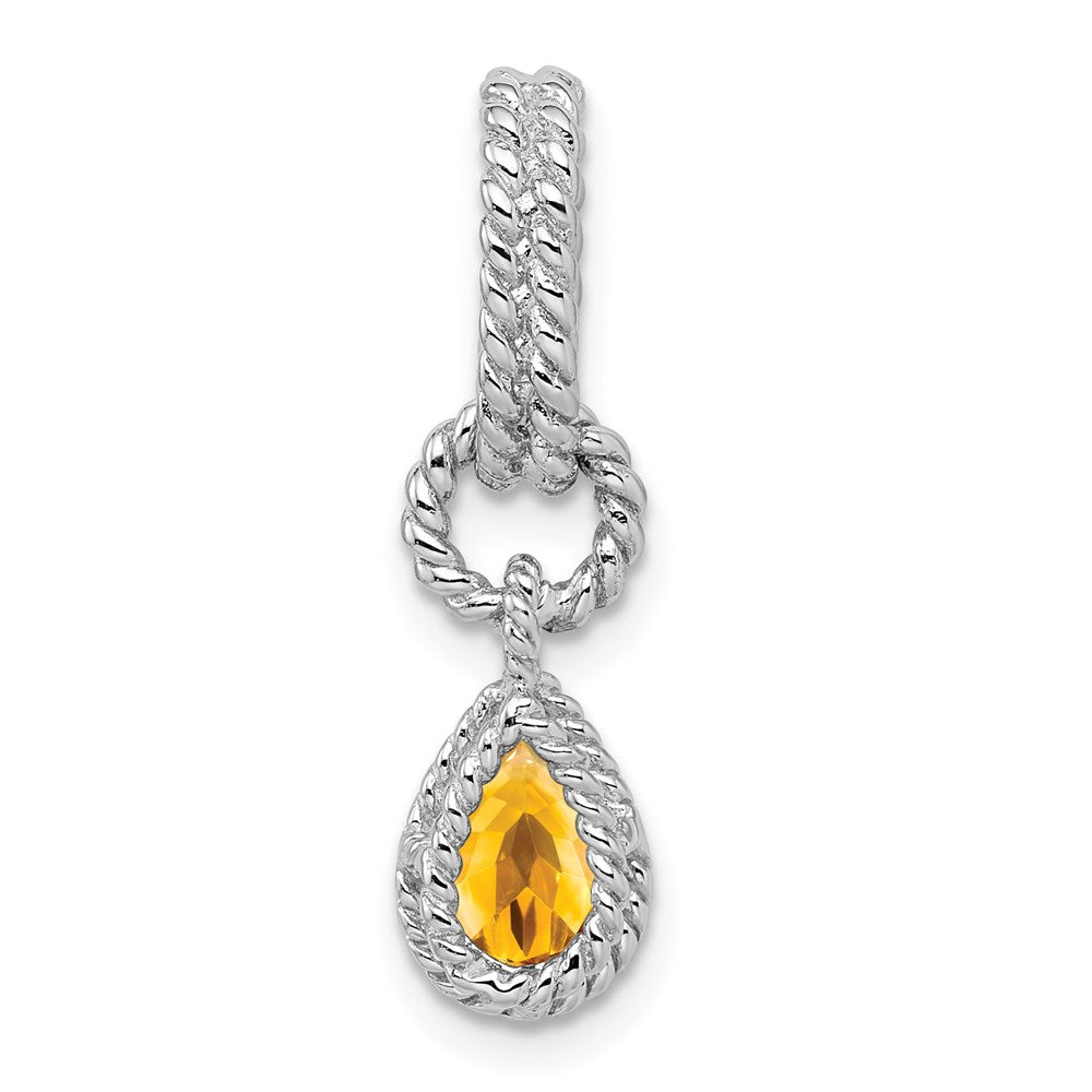 Sterlingsilber Rhodium Citrin Tropfen Gedreht Anhänger