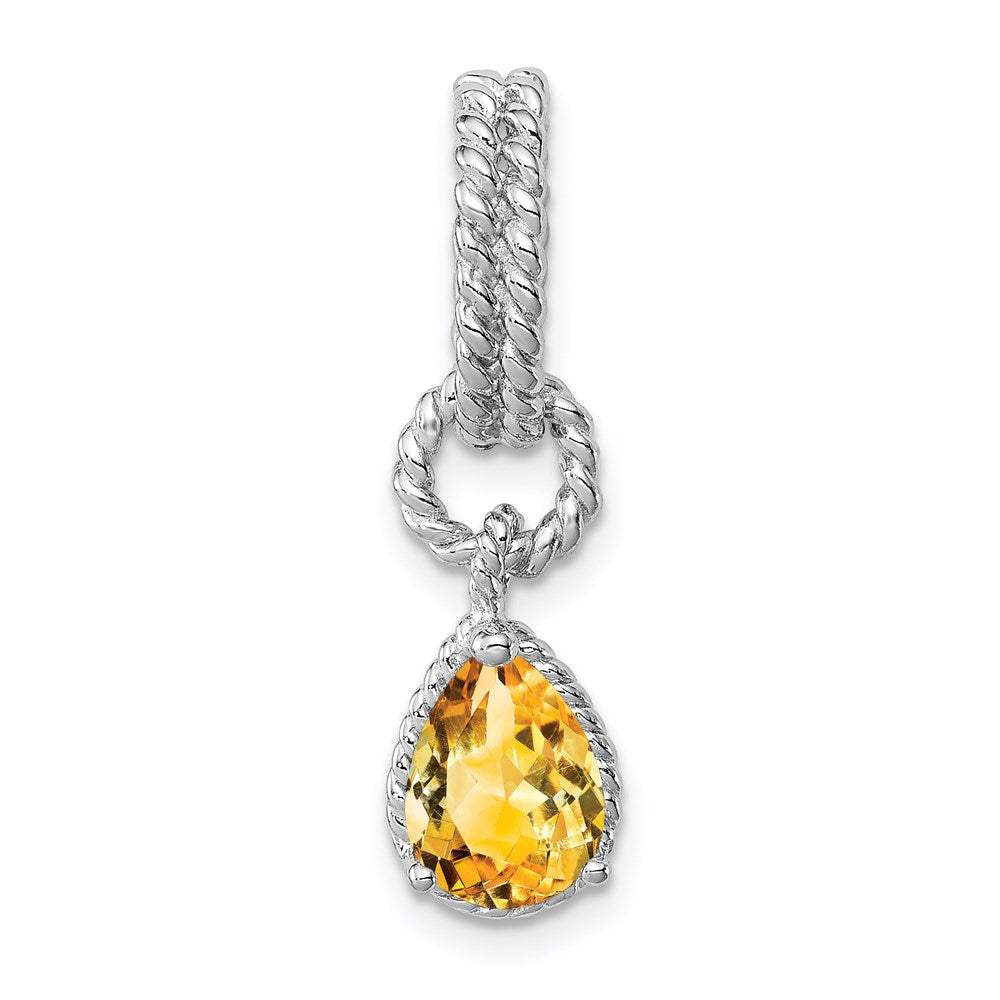 Sterlingsilber Rhodium Citrin Tropfen Gedreht Anhänger