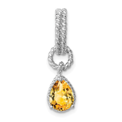 Sterlingsilber Rhodium Citrin Tropfen Gedreht Anhänger