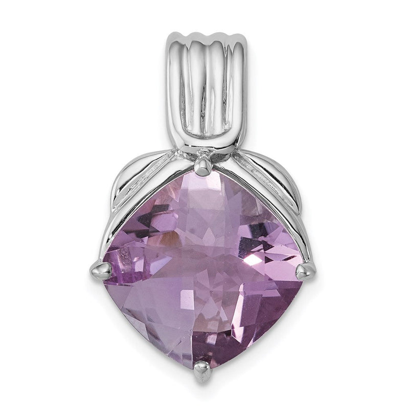 Anhänger aus rhodiniertem Sterlingsilber mit rosa Quarz