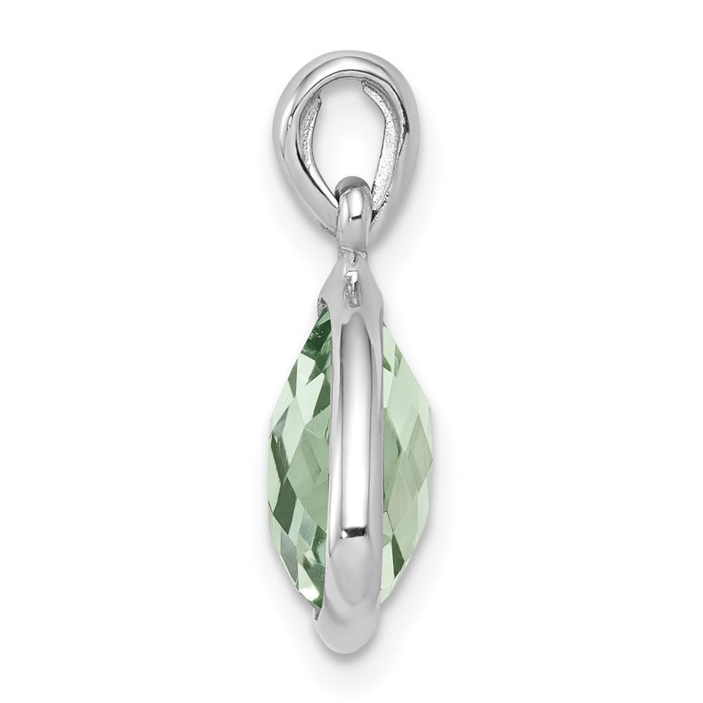 Anhänger aus rhodiniertem Sterlingsilber mit grünem Quarz