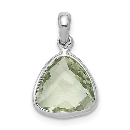 Anhänger aus rhodiniertem Sterlingsilber mit grünem Quarz