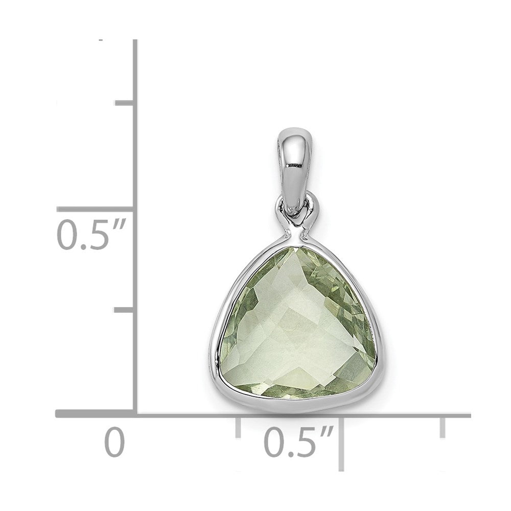 Anhänger aus rhodiniertem Sterlingsilber mit grünem Quarz