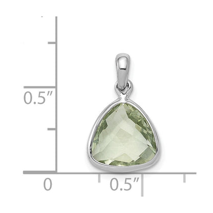 Anhänger aus rhodiniertem Sterlingsilber mit grünem Quarz