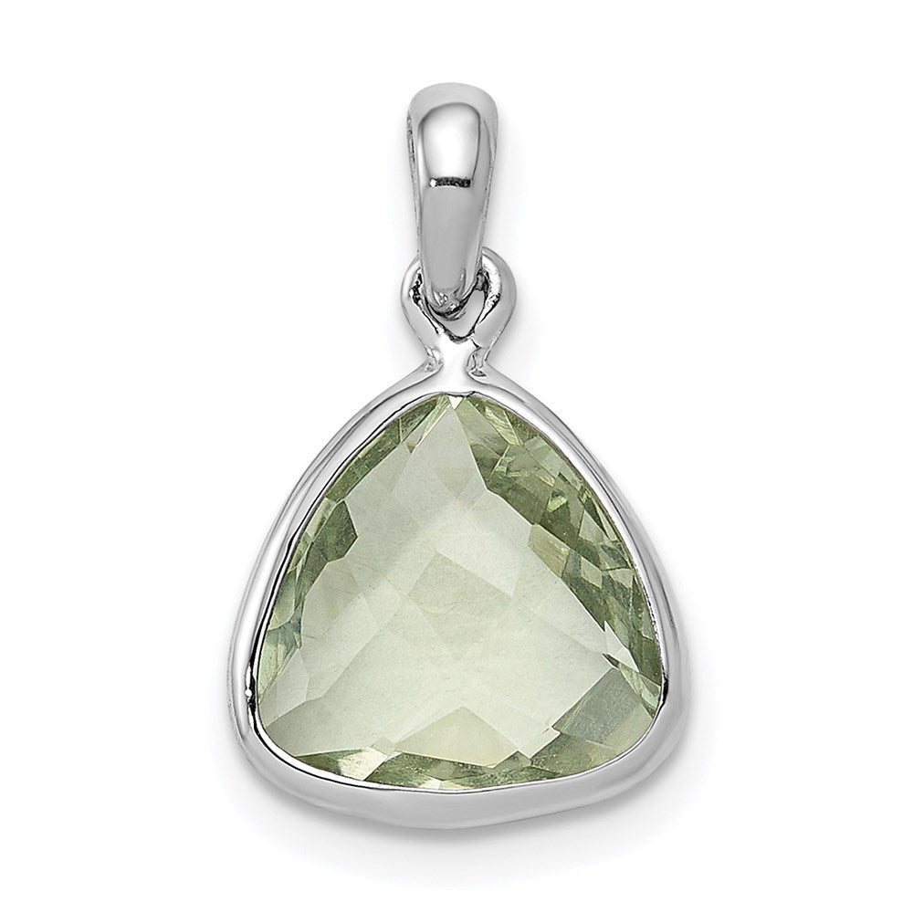 Anhänger aus rhodiniertem Sterlingsilber mit grünem Quarz