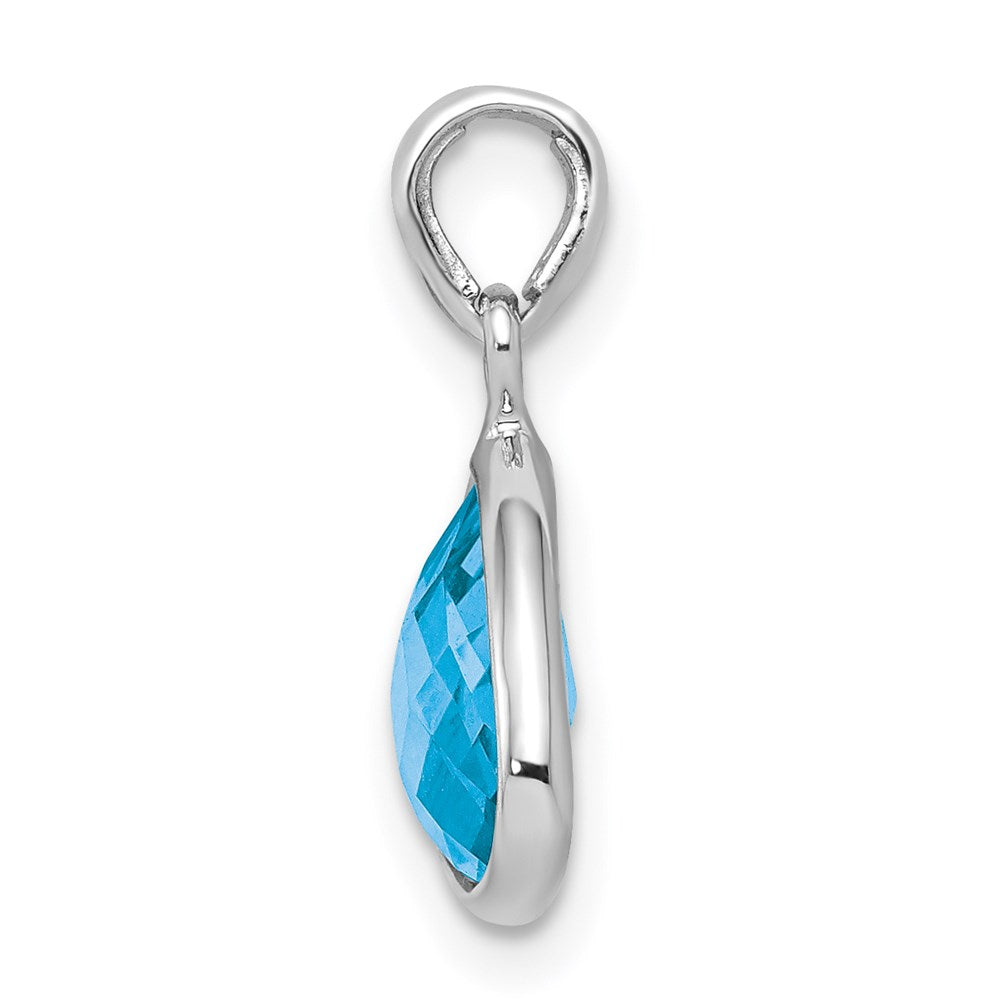 Rhodinierter Anhänger aus Sterlingsilber mit Blautopas