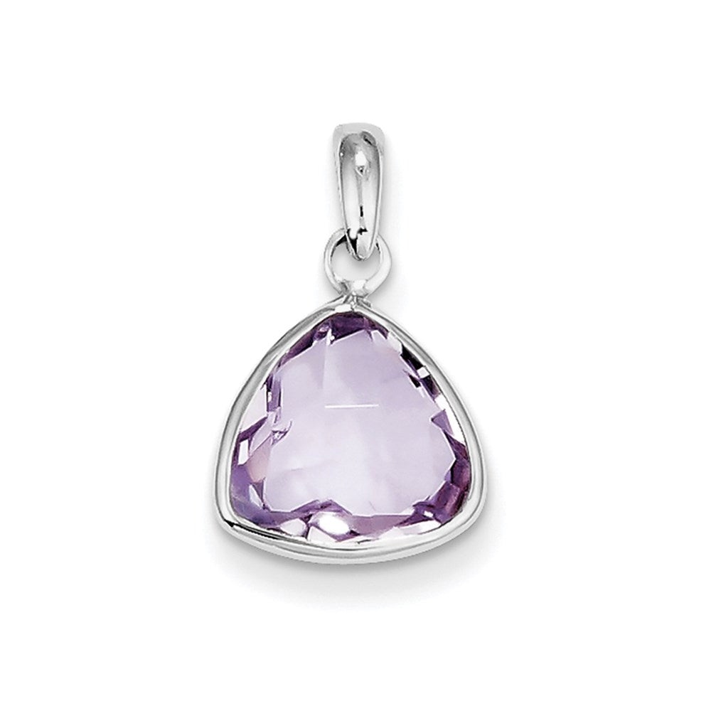 Anhänger aus rhodiniertem Sterlingsilber mit rosa Quarz