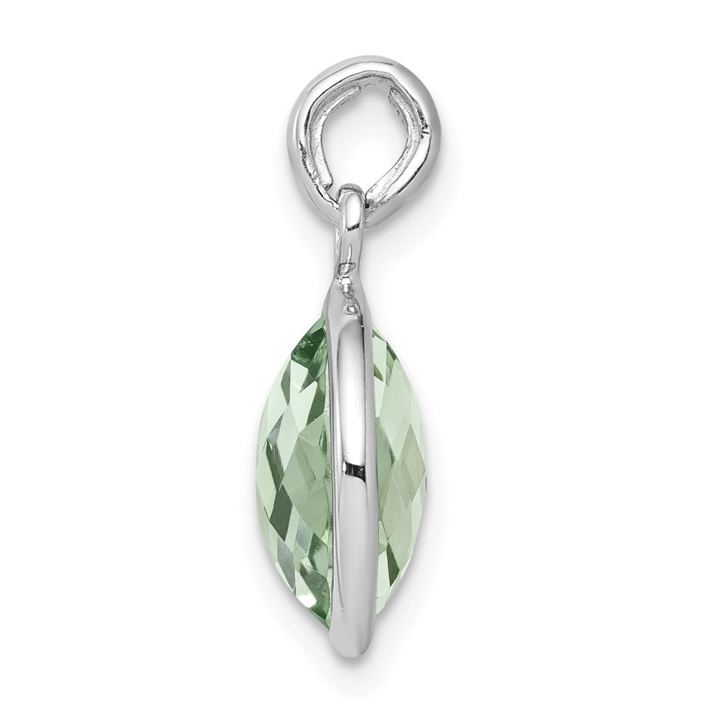 Anhänger aus rhodiniertem Sterlingsilber mit grünem Quarz
