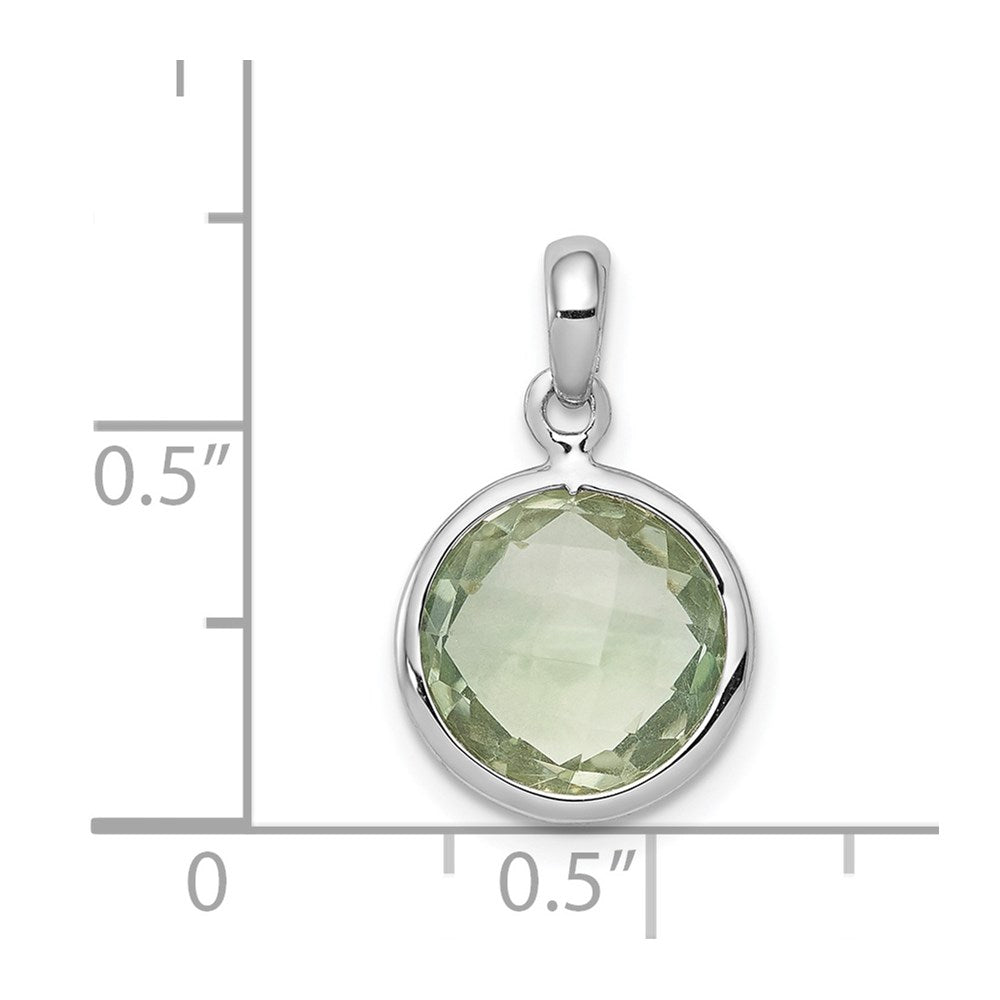 Anhänger aus rhodiniertem Sterlingsilber mit grünem Quarz