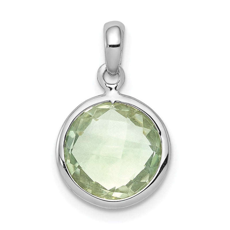 Anhänger aus rhodiniertem Sterlingsilber mit grünem Quarz