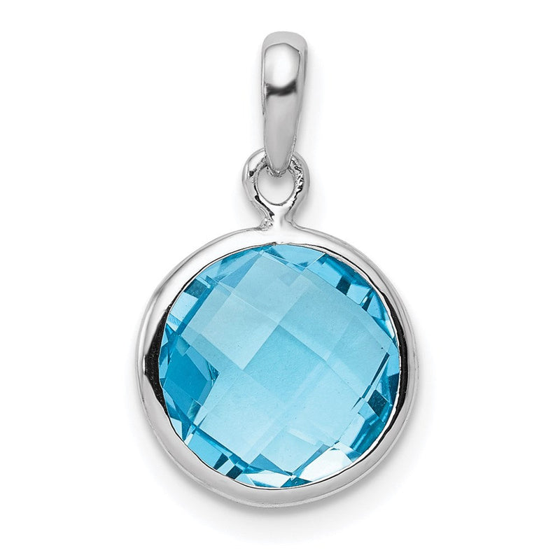 Anhänger aus rhodiniertem Sterlingsilber mit blauem Topas