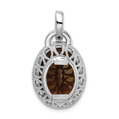 Anhänger aus rhodiniertem Sterlingsilber mit Rauchquarz