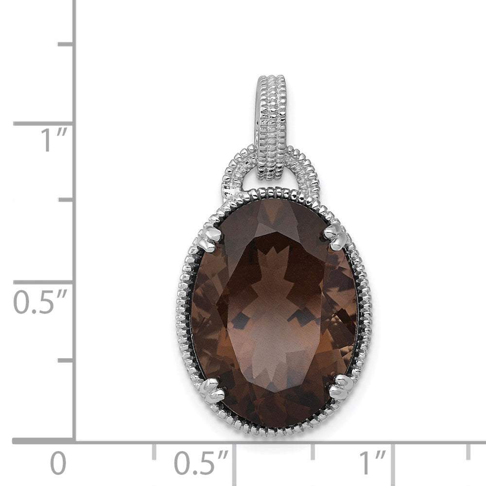 Anhänger aus rhodiniertem Sterlingsilber mit Rauchquarz