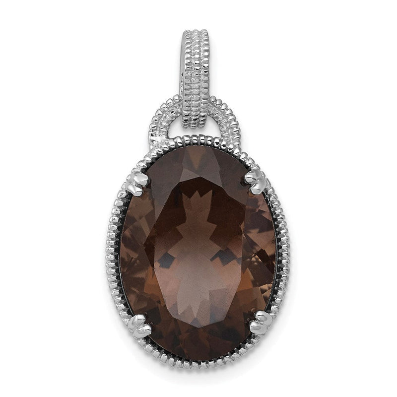 Anhänger aus rhodiniertem Sterlingsilber mit Rauchquarz