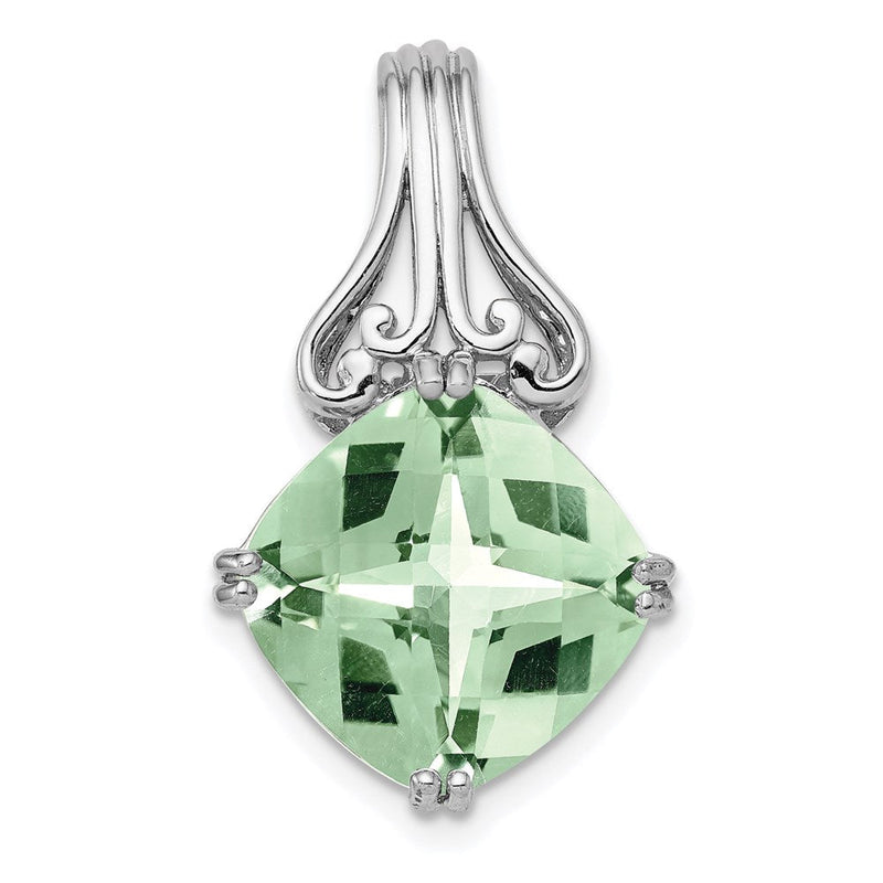 Anhänger aus rhodiniertem Sterlingsilber mit grünem Quarz
